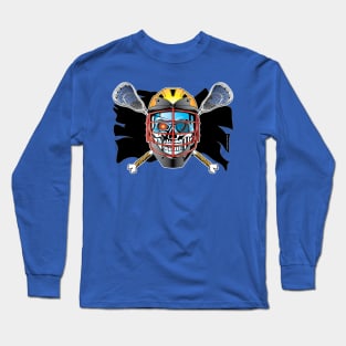 Pirate Lacrosse Skull and Cross Sticks Long Sleeve T-Shirt